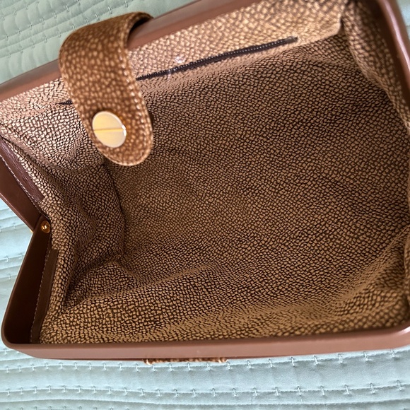 BORBONESE Clutch Suede Leather Brown Gold - Picture 5 of 11